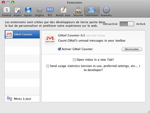 Safari 5 • Activer les extensions Safari 5 • Activer les extensions