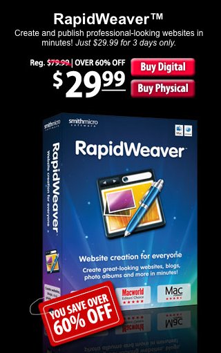 RapidWeaver pour 29,95$, une offre à ne pas manquer ! RapidWeaver pour 29,95$, une offre à ne pas manquer !