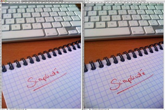 Photos sans et avec le Griffin Clarifi: le texte et les détails sont bien plus nets Photos sans et avec le Griffin Clarifi: le texte et les détails sont bien plus nets