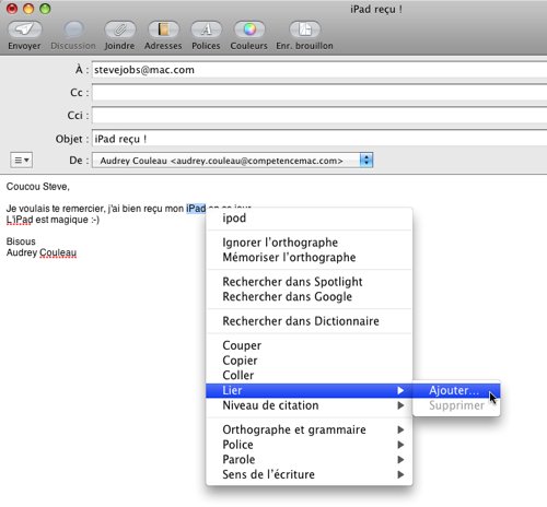 Mail • Ajouter un lien actif Mail • Ajouter un lien actif