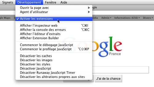 Safari 5 • Activer les extensions