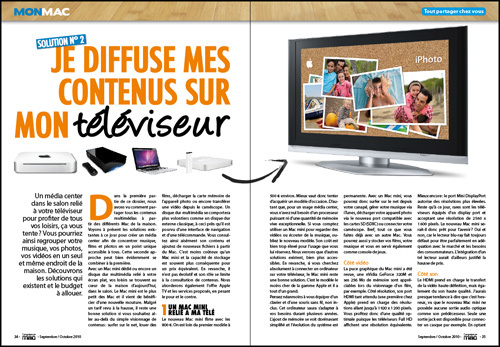 MON MAC • DOSSIER DE UNE • Je diffuse mes contenus sur mon téléviseur MON MAC • DOSSIER DE UNE • Je diffuse mes contenus sur mon téléviseur