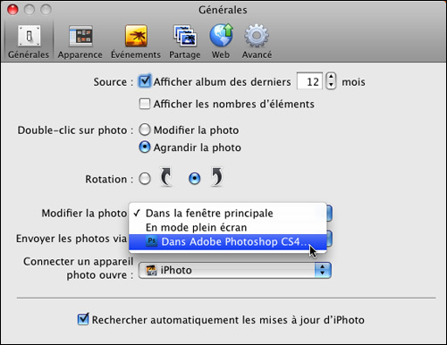 iPhoto • Retoucher dans un éditeur externe iPhoto • Retoucher dans un éditeur externe