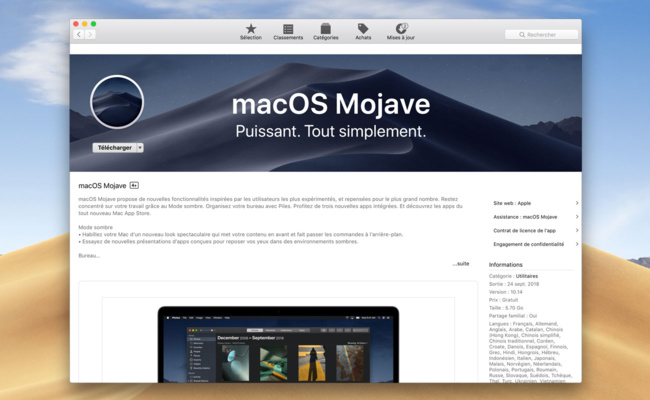[Nouveau] macOS Mojave 10.14 est disponible aujourd'hui sur l'App Store