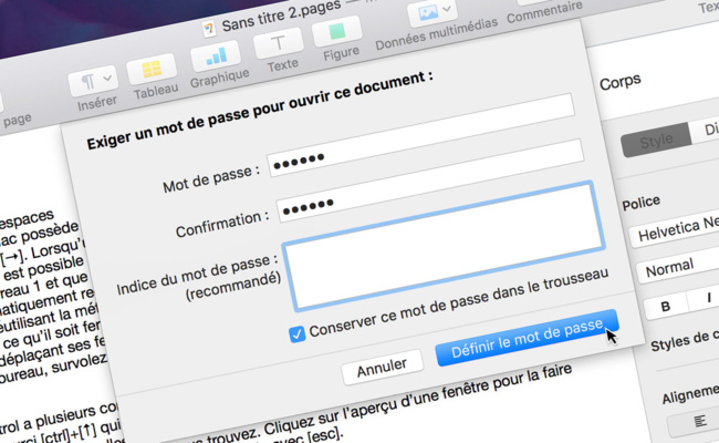 [Pages] Protégez un document en le verrouillant à l'aide d'un mot de passe