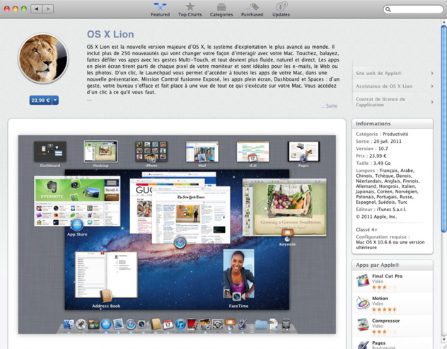 Mac OS X Lion est disponible Mac OS X Lion est disponible