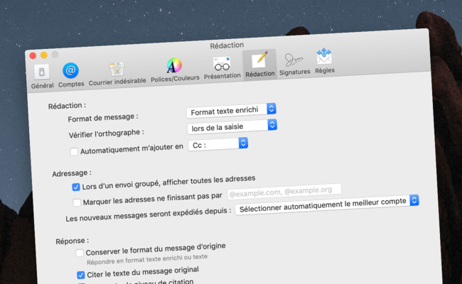 [Mail] Modifiez l'adresse envoi par défaut pour les nouveaux messages