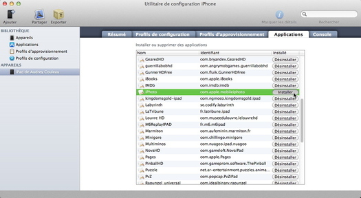 Installer l'appli iPhoto sur l'iPad 1 Installer l'appli iPhoto sur l'iPad 1
