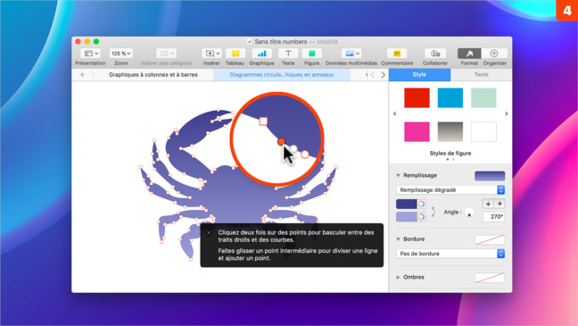 Numbers • Modifiez la forme et la couleur des figures pour personnaliser vos documents Numbers • Modifiez la forme et la couleur des figures pour personnaliser vos documents