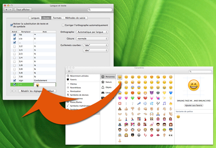 Clavier • Insérer des smileys grâce à des raccourcis