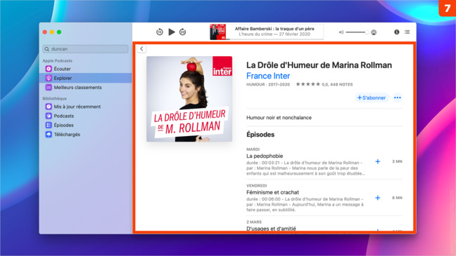 macOS Catalina • S’abonner à une émission avec la nouvelle application Podcasts macOS Catalina • S’abonner à une émission avec la nouvelle application Podcasts