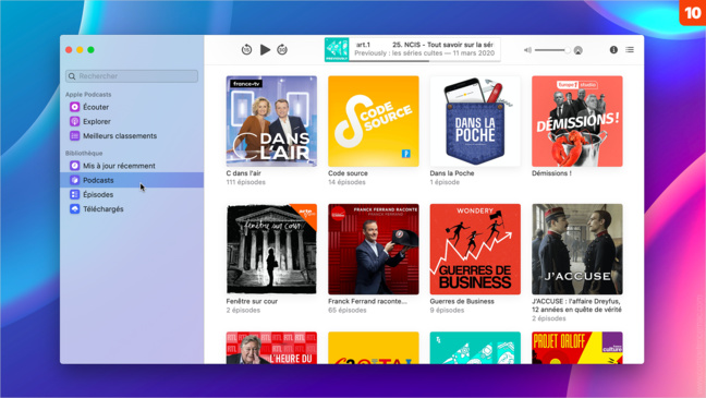 macOS Catalina • S’abonner à une émission avec la nouvelle application Podcasts macOS Catalina • S’abonner à une émission avec la nouvelle application Podcasts