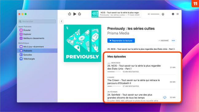 macOS Catalina • S’abonner à une émission avec la nouvelle application Podcasts macOS Catalina • S’abonner à une émission avec la nouvelle application Podcasts