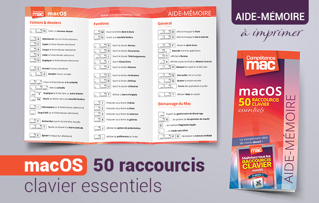 Aide-mémoire • macOS : 50 raccourcis clavier essentiels (à imprimer) • GRATUIT