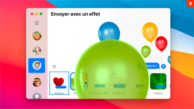 macOS 11 • Profitez pleinement des effets de messages comme depuis un iPhone macOS 11 • Profitez pleinement des effets de messages comme depuis un iPhone