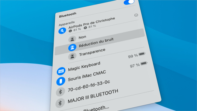 macOS 11 • Retrouver les informations Bluetooth d’un clic