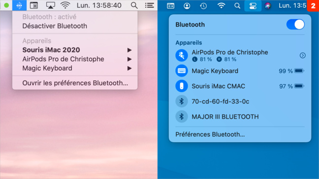 macOS 11 • Retrouver les informations Bluetooth d’un clic