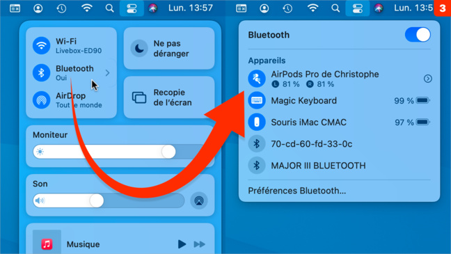 macOS 11 • Retrouver les informations Bluetooth d’un clic