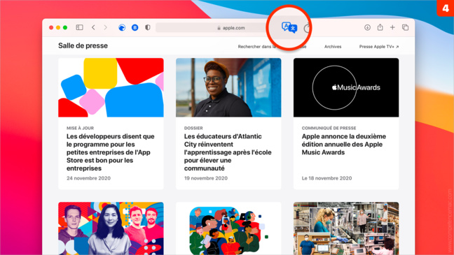macOS 11 Big Sur • Traduire une page web dans Safari macOS 11 Big Sur • Traduire une page web dans Safari