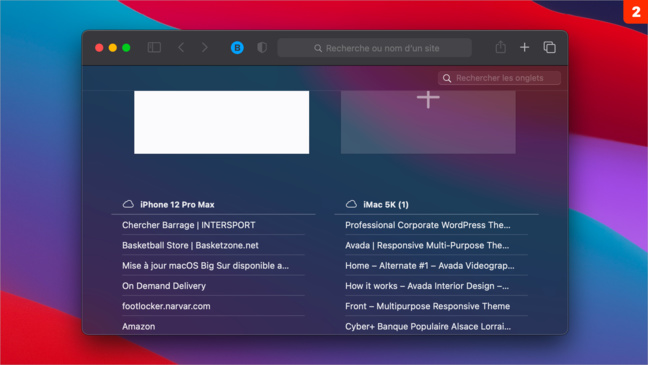 Safari • Rechercher dans les onglets ouverts sur votre Mac ou distants avec iCloud