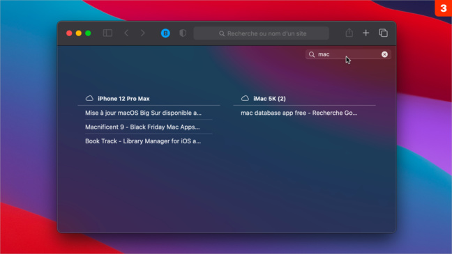 Safari • Rechercher dans les onglets ouverts sur votre Mac ou distants avec iCloud Safari • Rechercher dans les onglets ouverts sur votre Mac ou distants avec iCloud