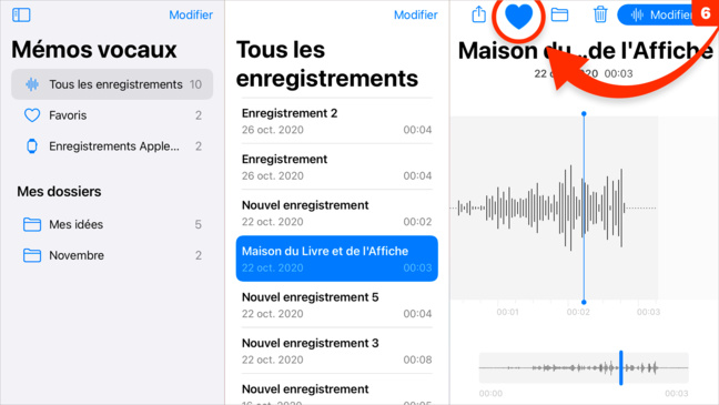 iOS 14 • Classez vos mémos audio dans des dossiers