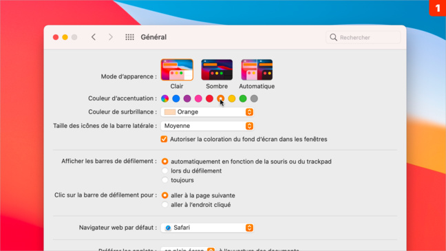 macOS 11 • Modifier les couleurs et l’aspect des fenêtres macOS 11 • Modifier les couleurs et l’aspect des fenêtres