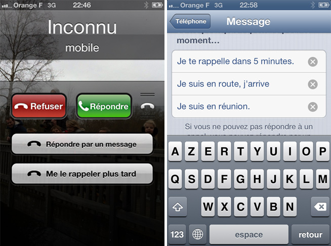 Refuser un appel et envoyer un SMS pré-enregistré