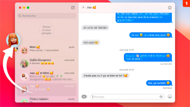 macOS 11 • Épingler des conversations dans Messages