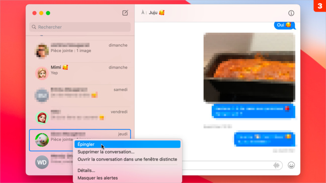 macOS 11 • Épingler des conversations dans Messages