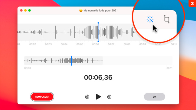macOS 11 • Améliorer l’enregistrement d’un mémo dans Dictaphone macOS 11 • Améliorer l’enregistrement d’un mémo dans Dictaphone