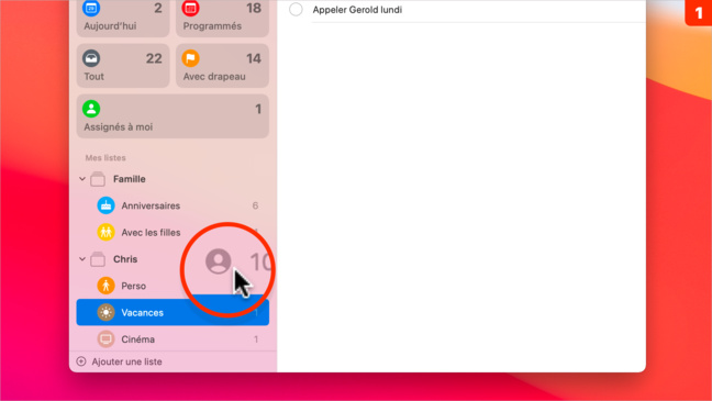 macOS 11 • Attribuer rapidement une tâche à une personne dans Rappels macOS 11 • Attribuer rapidement une tâche à une personne dans Rappels