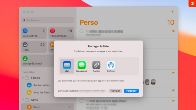 macOS 11 • Attribuer rapidement une tâche à une personne dans Rappels macOS 11 • Attribuer rapidement une tâche à une personne dans Rappels