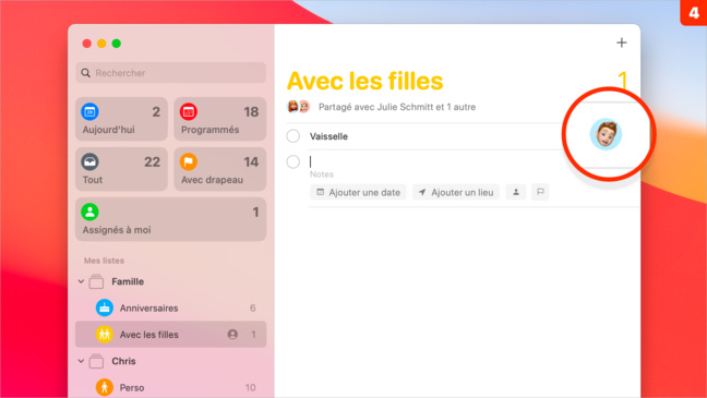 macOS 11 • Attribuer rapidement une tâche à une personne dans Rappels macOS 11 • Attribuer rapidement une tâche à une personne dans Rappels