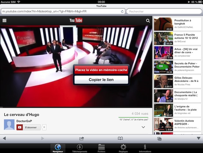 Enregistrer les vidéos Youtube sur l'iPad