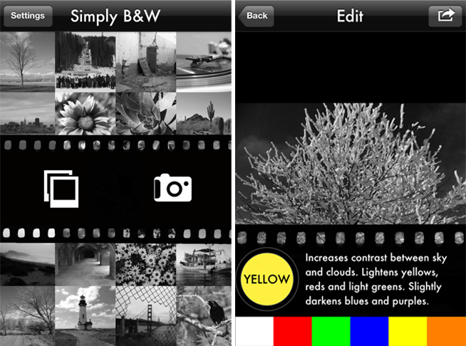 Une appli dédiée au traitement photo Noir & Blanc sur iPhone et iPad