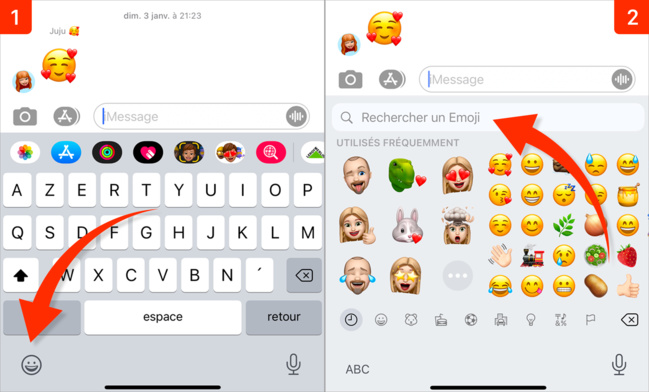 iOS 14 • Rechercher rapidement un emoji dans le clavier iOS 14 • Rechercher rapidement un emoji dans le clavier