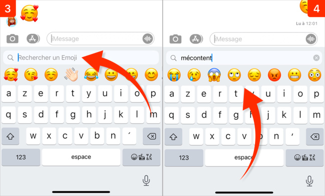 iOS 14 • Rechercher rapidement un emoji dans le clavier