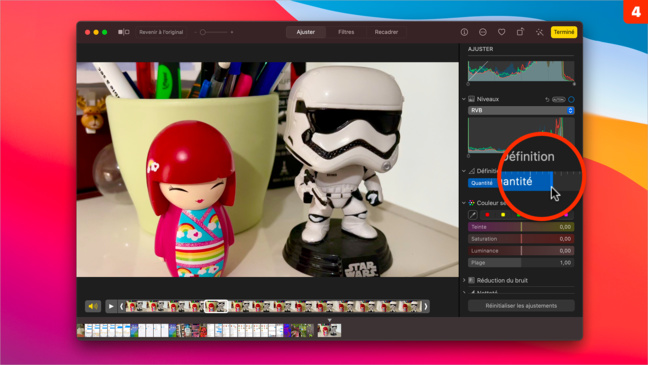 macOS 11 • Retoucher et recadrer une vidéo depuis Photos