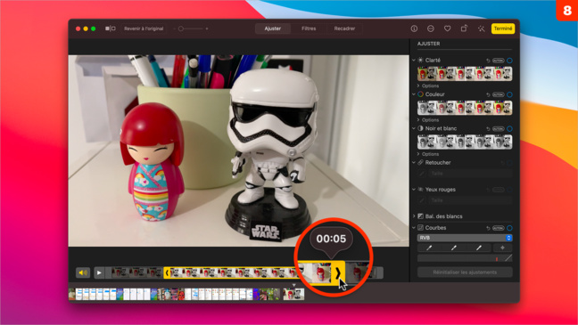 macOS 11 • Retoucher et recadrer une vidéo depuis Photos