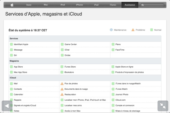 Gardez un oeil sur l'état des services en ligne d'Apple Gardez un oeil sur l'état des services en ligne d'Apple