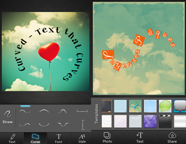 Testez gratuitement la nouvelle app Curved -Text that curves