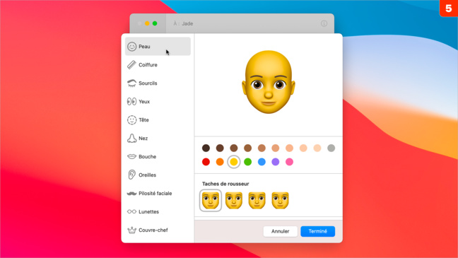 macOS • Créer un memoji depuis l'application Messages macOS • Créer un memoji depuis l'application Messages