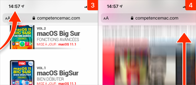 iOS • Comment remonter rapidement en haut d'une page web