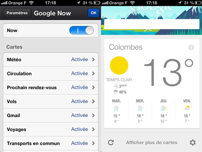 Des informations contextuelles avec Google Now