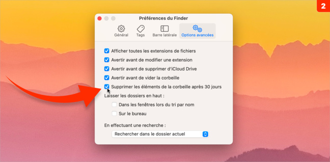 macOS • Supprimer automatiquement le contenu de la corbeille