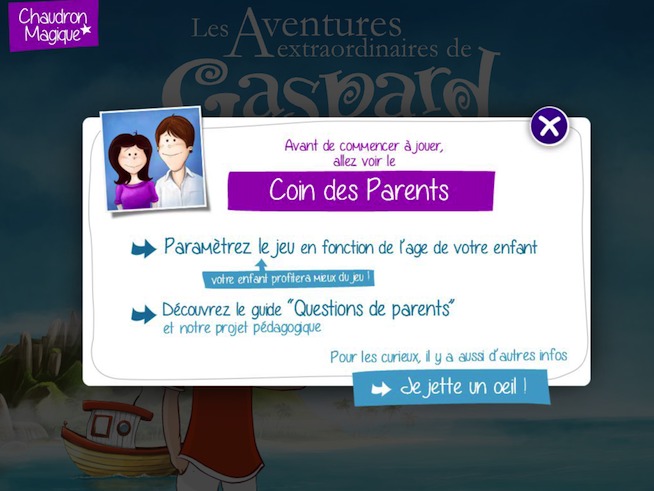 Les aventures extraordinaires de Gaspard sur iPad pour les 2-6 ans