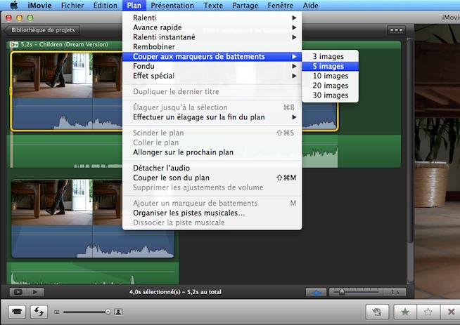 Jouer avec les marqueurs de battement dans iMovie