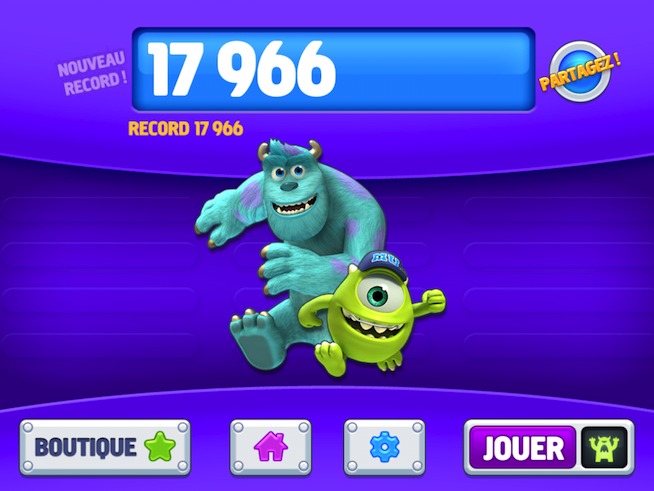 Faites courir Bob et Sulli dans le jeu "Monstres & Cie Run" sur iPad