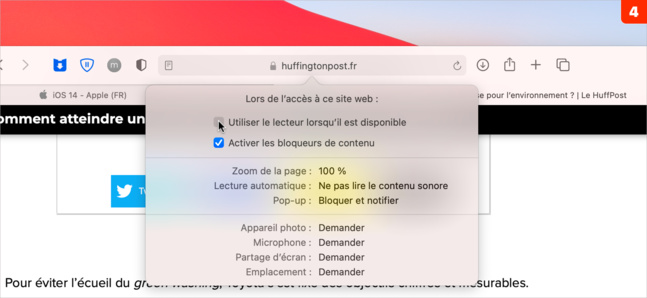 macOS • Ajustez les réglages de chaque site web visité avec Safari macOS • Ajustez les réglages de chaque site web visité avec Safari